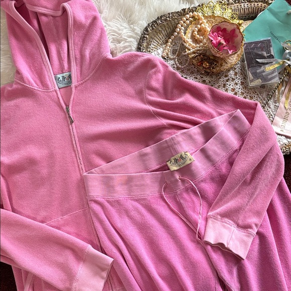 Juicy Couture Pants - Vintage Juicy Couture Pink Terry Tracksuit y2k P&G Jacket Capri M XL Set Rare
